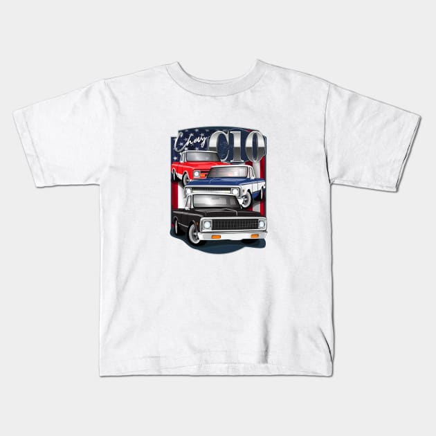 Chevrolet C10 Pickup Trucks Chevy truck 67-72 Kids T-Shirt by RPM-ART